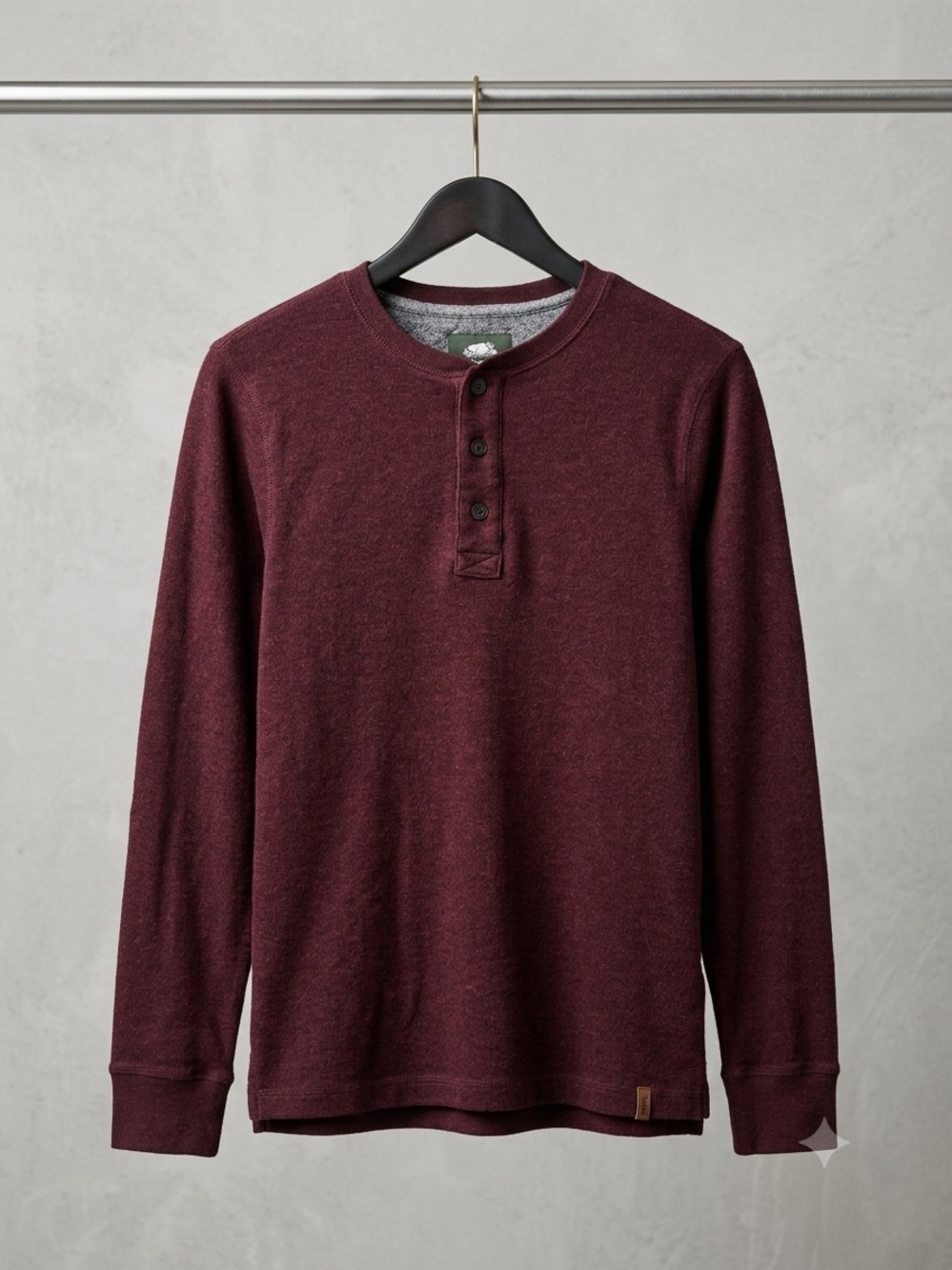Roots Long-Sleeve Henley - Burgundy Size Small